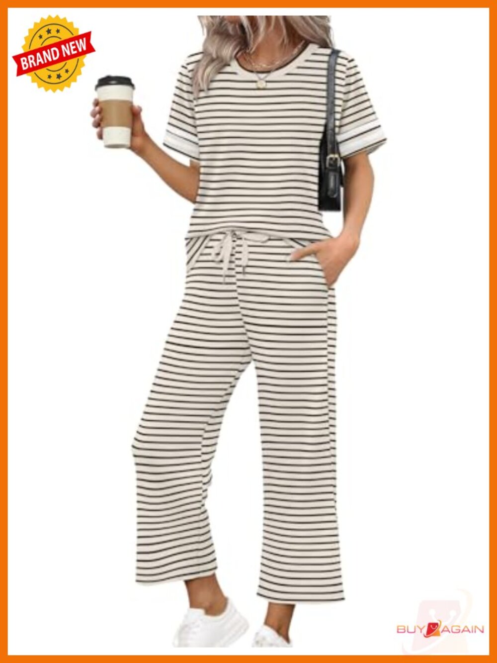 Women Summer Lounge Set High Waisted Wide Leg Pants 2 Piece Matching Outfit